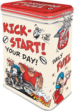 MOTOmania Kick-Start Your Day!, boîte de conserve - 11 cm x 18 cm x 8 cm