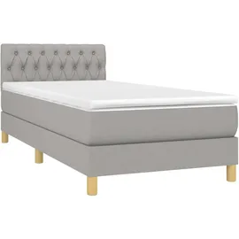 vidaXL Boxspringbett mit Matratze & LED Hellgrau 100x200 cm Stoff