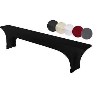 TexDeko® Stretch Bierbankhussen für Bierzeltgarnitur strapazierfähig (nur Bierbank) 220 x 25cm Schwarz Festzeltgarnitur | verstärkte Beintaschen ÖKO-TEX Zertifiziert bügelfrei waschbar