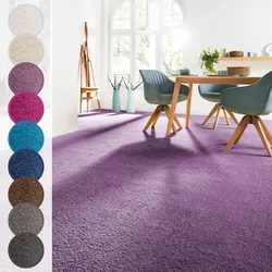 Teppichboden ANDIAMO "Sophie, Frisee-Velours, Made in Netherlands", lila, B:500cm H:12mm L:100cm, Kunstfaser, Teppiche, Uni Farben, Breite 400 cm oder 500 cm, strapazierfähig & pflegeleicht