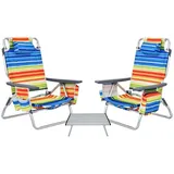 KOMFOTTEU Campingstuhl Strandstuhl (Set, 2 St), mit Rückenlehne 5 stufig verstellbar bunt