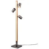 TRIO Leuchten LED Stehlampe, Dimmfunktion, LED fest integriert, LED wechselbar, Warmweiß, mehrflammig, kleine Leselampe Holz und Metall Silber matt, Höhe 130cm silberfarben