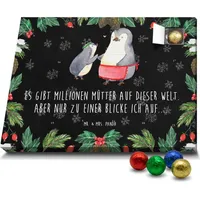 Mr. & Mrs. Panda Schoko Adventskalender Pinguin mit Kind - Schwarz - Geschenk, Mami, Mutti, Schokoladen Adventskalender, Pinguine, Opa, Familie, Pa... - Schwarz