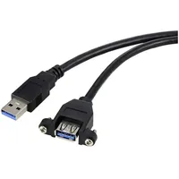 Renkforce USB-Kabel USB 3.0 USB-A Stecker, USB-A Buchse 1.00 m Schwarz für Einbau, schraubbar RF-572