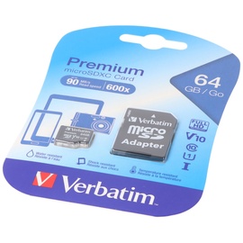 Verbatim microSDXC 64 GB Class 10 UHS-I + SD-Adapter