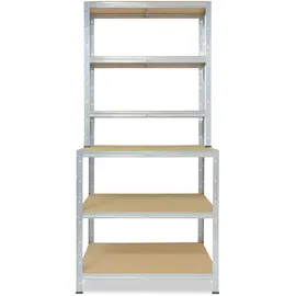 shelfplaza HOME 190x100x60 cm Werkbank Regal in verzinkt mit 6 Böden und 145 kg Traglast pro Boden