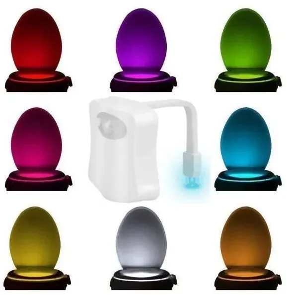 Lampe de Toilette Veilleuse LED pour WC- Cuvette Siège- Salle de Bain- Cabinet- Lavabo- Seau d'aisances, Capteur Détecteur de Mouvem