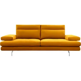 Calia Italia 3,5-Sitzer CALIA ITALIA "Toby Wing, italienisches Designsofa mit erstklassigem Sitzkomfort", gelb (ocra mario), B:228cm H:90cm T:113cm, Mikrofaser mit Nubuk Optik (100% Polyester), Sofas, inklusive Sitztiefenverstellung, Füße in Chrom glänzend