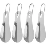 MUCKLILY Edelstahl Schuhlöffel Mit Schlüsselanhänger Tragbarer Schuhlöffel Für Senioren Und Erwachsene Kompakter Schuhanzieher Für Reisen Und Alltag Glatte Oberfläche Für Müheloses Anziehen 4Er-Pack