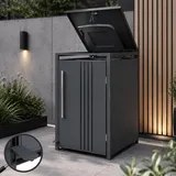 1er-Mülltonnenverkleidung HWC-Q76, Mülltonnenbox Mülltonnenhaus, Deckel Fußpedal Metall 116x68x89cm 35kg ~ anthrazit