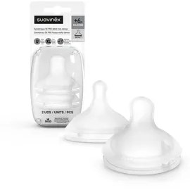 Suavinex Suavinex, Symmetrischer Sauger Sx Pro, aus Silikon, für Suavinex Fläschchen, extra starker Durchfluss (XL), für dicke Nahrungsmittel und Getreide, bis zu 6 Monate, mit Anti-Colic-Ventil, 2 Stück
