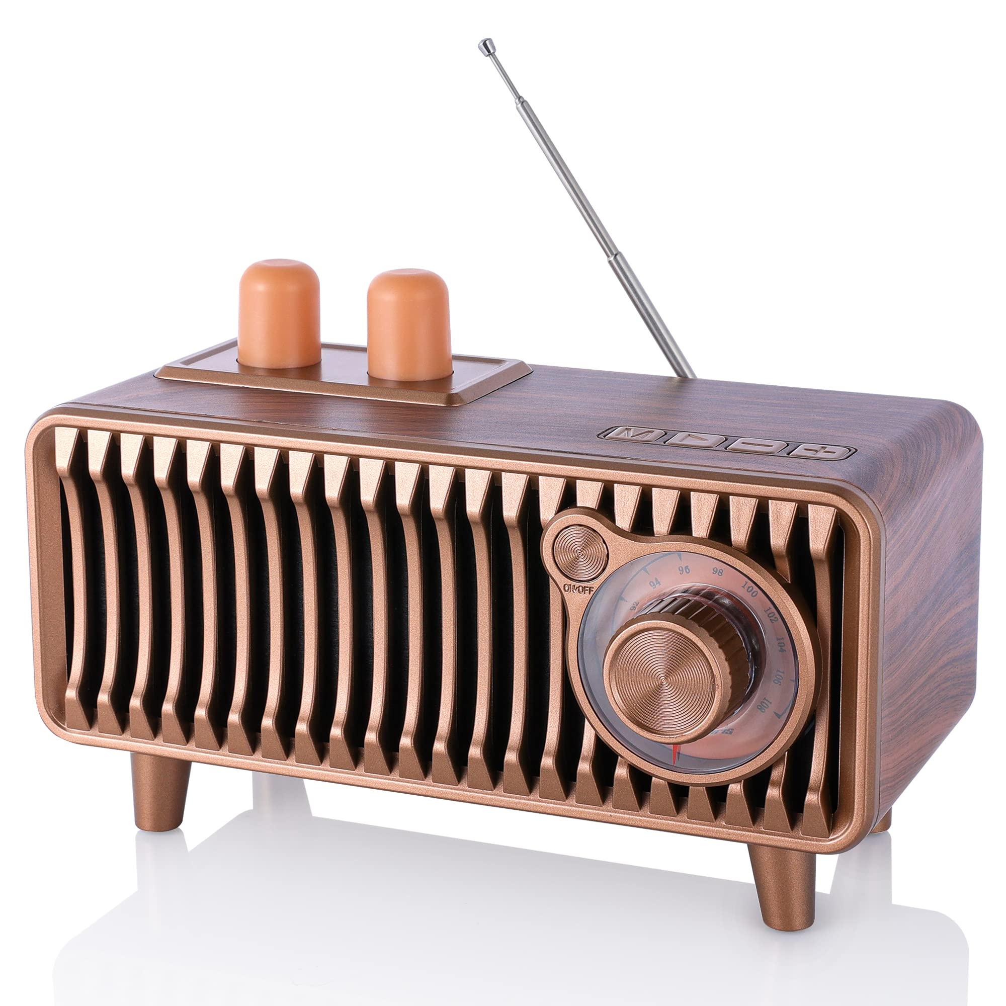 CYBORIS Retro Bluetooth-Lautsprecher-Radio,Walnussholz Vintage Rotary FM Radio, 20W Dual-Speaker Stereo, tragbare kabellose Lautsprecher mit U Disk/TF Card/Aux Music Player (Walnut Wood)