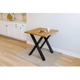 Esstisch Baumkante massiv Eiche geölt 80 x 80 cm X-Gestell schwarz SALVADOR - Naturbelassen