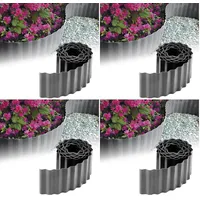 GARDENIX Rasenkante Kunststoff 9m, Höhe 10 cm - Beeteinfassung Gewellte für Blumenbeet - Beetumrandung Kunststoff Grau, Beetbegrenzung, Flexibel, Wetterbeständig, Einfache Montage (Packung mit 4)