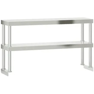 vidaXL Aufsatzboard für Küchentisch 2 Ablagen 110x30x65 cm Edelstahl