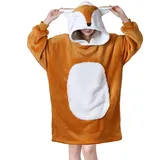 Queenshin Furry Orangener Fuchs Sweatshirt Kuscheldecke Flauschig Baumwolle Tragbare Decke Mit Ärmeln Und Kapuze Für Erwachsene Männer Frauen Hoodie Kuschelpullover Damen Oversize