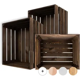 Creative Deco Holzkiste 50 x 40 x 30 cm 3-tlg. braun