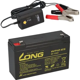 KungLong AGM BLEI AKKU Batterie 6V 12Ah kompatibel für USV BLEIGEL Gel + LADEGERÄT