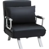 Homcom Schlafsessel 2-in-1 Polyester 61 x 80 x 125 cm Schwarz mit Kissen