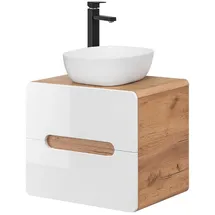 Lomadox Lomado Waschtisch, weiß Holzwerkstoff, 60x68x46 cm Badezimmer, Badezimmerschränke, Waschtischkombinationen