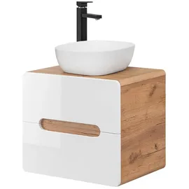 Lomadox Lomado Waschtisch, weiß Holzwerkstoff, 60x68x46 cm Badezimmer, Badezimmerschränke, Waschtischkombinationen