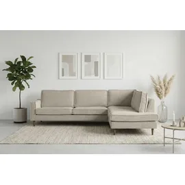 Home Affaire Ecksofa HOME AFFAIRE "Pinto Skandi, 290 cm, Chenille, Struktur, Ottomane links / rechts", beige (creme), B:290cm H:89cm T:217cm, 100% Polyester, Sofas, Ecksofa, mit Keder, Massivholzfüße Eiche geräuchert, Wellenunterfederung