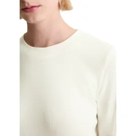 Marc O'Polo DENIM "aus softem Bio-Baumwolle-Modal-Stretch-Jersey", Damen, Gr. L, silky weiß, Obermaterial: 50% Baumwolle, 47% Modal, 3% Elasthan, unifarben, Basic, slim fit, Rundhals, Zierbündchen, Shirts Langarmshirt