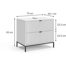 Vicco Waschbeckenunterschrank Eliza, 70 x 63 cm mit 2 ausziehbaren Schubladen,