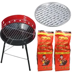 Grill-Party Set Holzkohlegrilll 2x 2,5 KG Holzkohle 3er Grillschale BBQ Camping