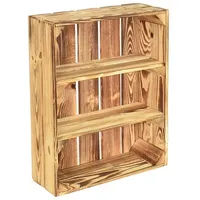CHICCIE 3 Set Holzregal Schmalhanz 50x40x15cm - Hell Geflammt