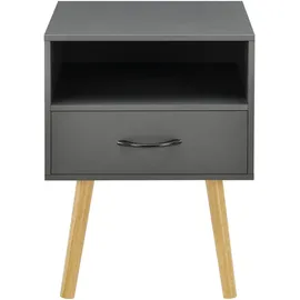[en.casa] Beistelltisch, Dunkelgrau Holzwerkstoff, Holz, 1 Schubladen, 42x57x40 cm Wohnzimmer, Wohnzimmertische, Beistelltische