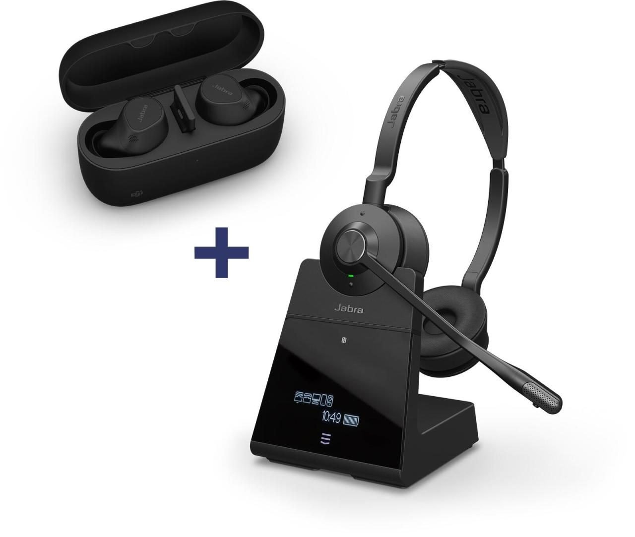 Jabra Evolve2 Buds MS Headset In-Ear + Jabra Engage 75 Stereo Headset On-Ear