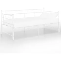 vidaXL Ausziehsofa Bettgestell Weiß Metall 90x200 cm