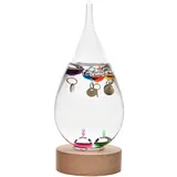 Widdop Galileo Thermometer, Tropfenform, mit Holzständer