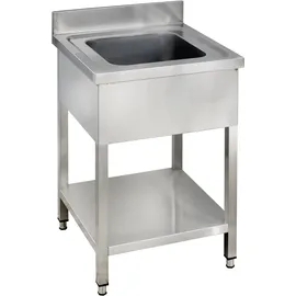 GastroHero Spültisch Basic 6x6 mit 1 Becken, Aufkantung und Grundboden