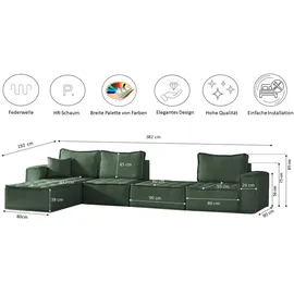 Kaiser Bohoo modulare Ecke XL Hellgrün Links
