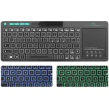 Rii Bluetooth Tastatur mit touchpad(Bluetooth 5.0 + 2.4G Wireless), Mini Tastatur Beleuchtet mit 2 LED Hinterleuchtet(Deutsches Layout, schwarz)