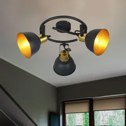 RETRO Decken Spot Rondell Lampe Wohn Ess Zimmer Leuchte gold-farben schwenkbar