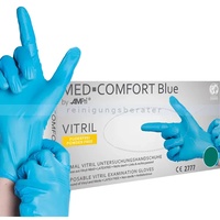Vitrilhandschuhe Ampri Einmalhandschuhe aus Vitril blau XL Gr. 10, puderfrei, unsterile Vitrilhandschuhe, 100 Stück/Box