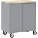 vidaXL Werkbank + Arbeitsbock, Werkzeugschrank mit Rollen Abschließbar Rot 75x45x85 cm Stahl