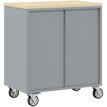 vidaXL Werkbank + Arbeitsbock, Werkzeugschrank mit Rollen Abschließbar Rot 75x45x85 cm Stahl