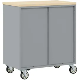 vidaXL Werkbank + Arbeitsbock, Werkzeugschrank mit Rollen Abschließbar Rot 75x45x85 cm Stahl