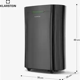 Klarstein AeroDry Smart 12L Luftentfeuchter 12L/Tag 18 m2 Feuchtigkeitssensor App-Steuerung 135 m3/h Schwarz