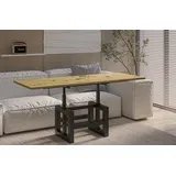 Endo-Moebel Couchtisch Couchtisch Lili - ausziehbar 110-170cm und höhenverstellbar Doppellift, Metall, Couch- & Esstisch, Funktionstisch, modern Design, umwandelbar braun