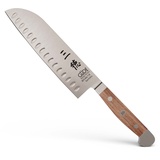 Güde Solingen - Santoku Messer mit Kulle geschmiedet, 18 cm, Walnussholz, ALPHA WALNUSS, Doppelkropf, Handmade Germany