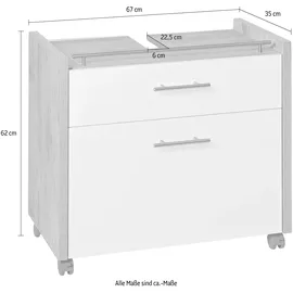 Schildmeyer Waschbeckenunterschrank 2 Schubladen 67 x 62 x 35 cm Weiß / Wildeiche