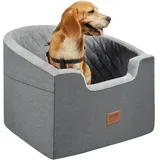 Vevor Hundeautositz, wasserdichter Hundesitzerhöhung fürs Auto mit Aufbewahrungstasche, ansteckbarer Sicherheitsleine und Schwammfüllung, Hundeautobett für kleine und mittelgroße Hunde bis 25 kg, Grau