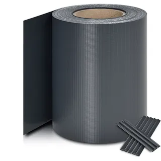 PVC Sichtschutzstreifen 0,19 x 35 m anthrazit inkl. Befestigungsklemmen 30 St.