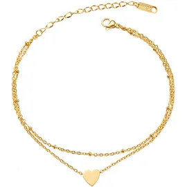 FIRETTI Fußketten Set FIRETTI "Schmuck Geschenk Körperschmuck Herz", gold (silberfarben, gelbgoldfarben), Fußketten, Damen, Edelstahl