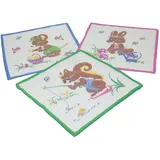 Betz 12 Stück Kinder Stoff Taschentücher Kindertaschentücher Set Größe 26x26 cm 100% Baumwolle Tier Motive Design 6 - 26x26cm